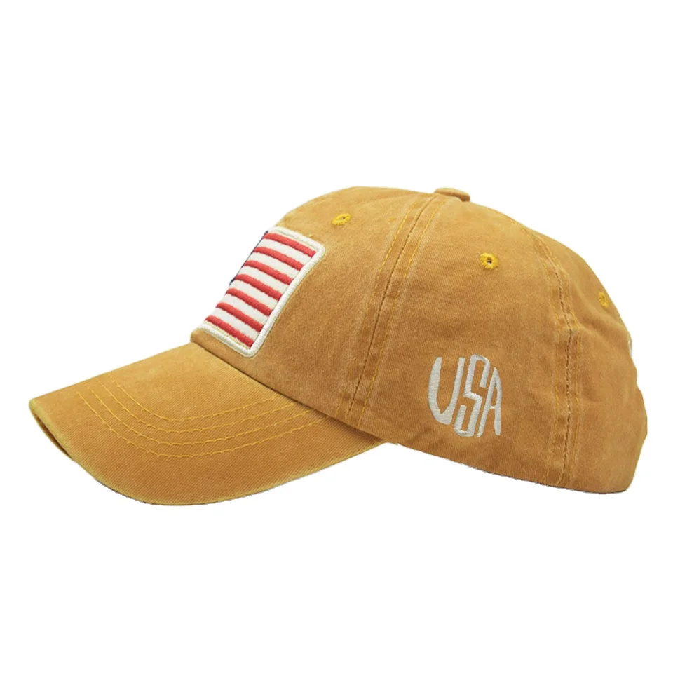 wholesale small order stock Hats Washed And Made Old Letters Baseball Caps Classic American Flag Cotton Baseball Hats