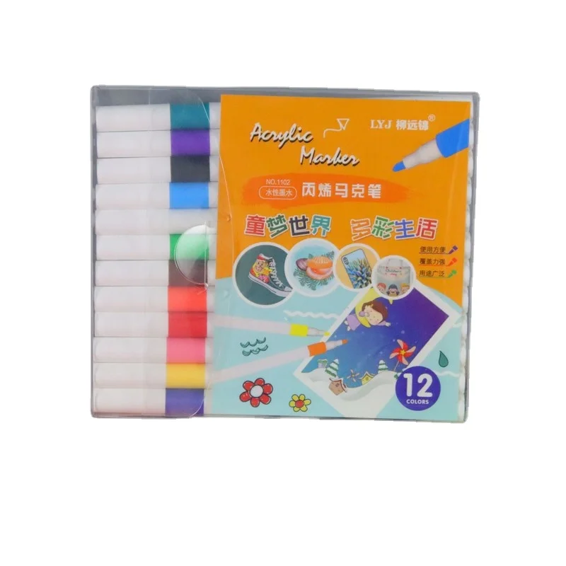 CHXN Water Based Marker Pen Set 12 24 36 48 60 Color Plastic Art Painting DIY Graffiti Brush and Marker for Drawing