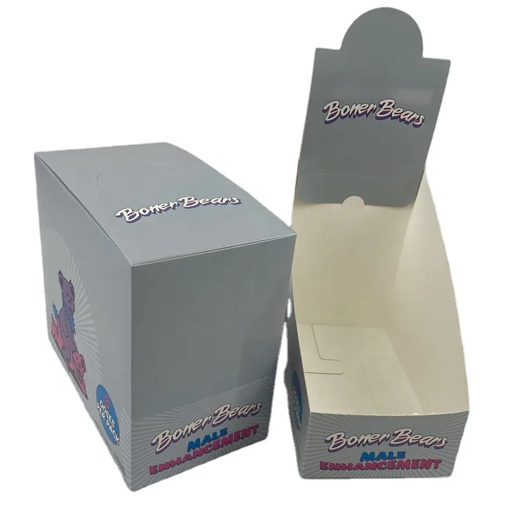 Gummies Display Boxes Men Enhancement Sexual Packaging 15pcs Edible Bags Counter Display Paper Box Mushroom Chocolate Packaging