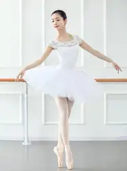 In Stock White Lace Short Sleeve Custom Leotard Woman