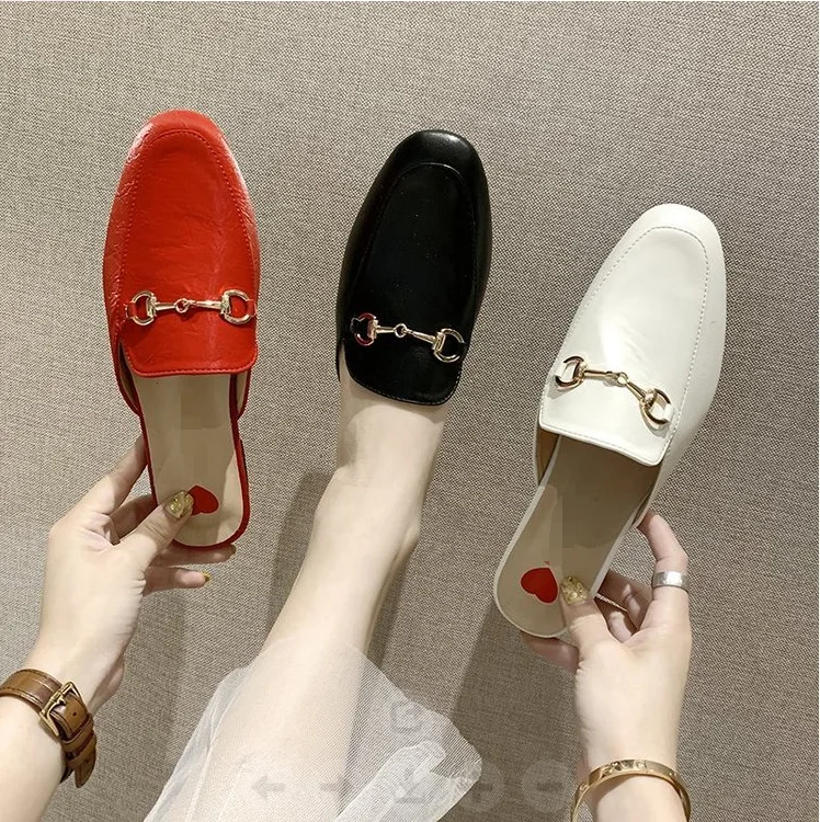 New outerwear fashion all-match flat toe head ladies half slippers  955