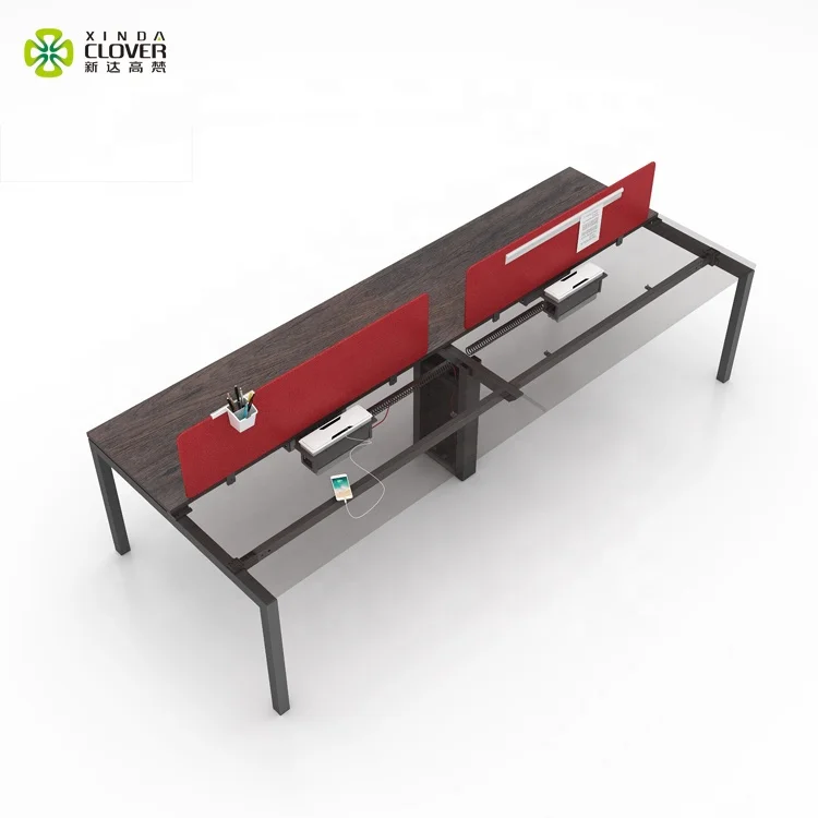 Coworking Desk Melamine Office Call Center Desk Modern Work Station For 6 Person