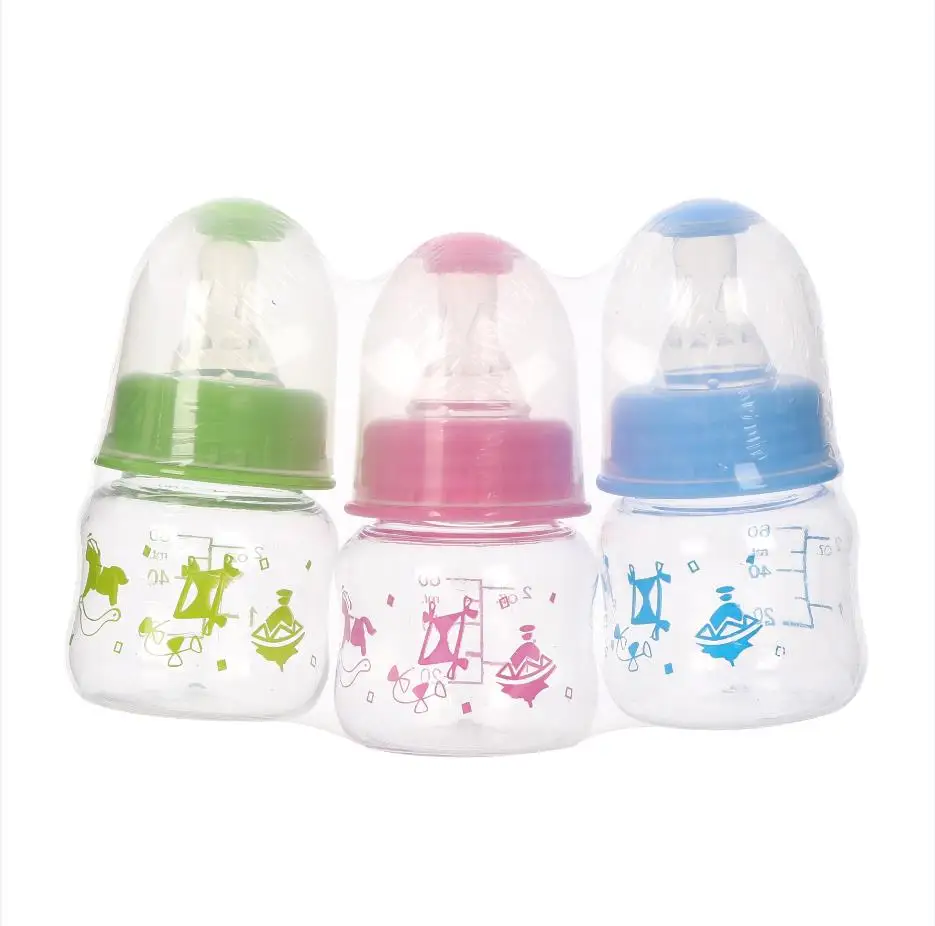 Wholesale cartoon pattern printed anti colic plastic pp pc 2 oz leak proof feeding bottles newborn baby milk bottle 60ml