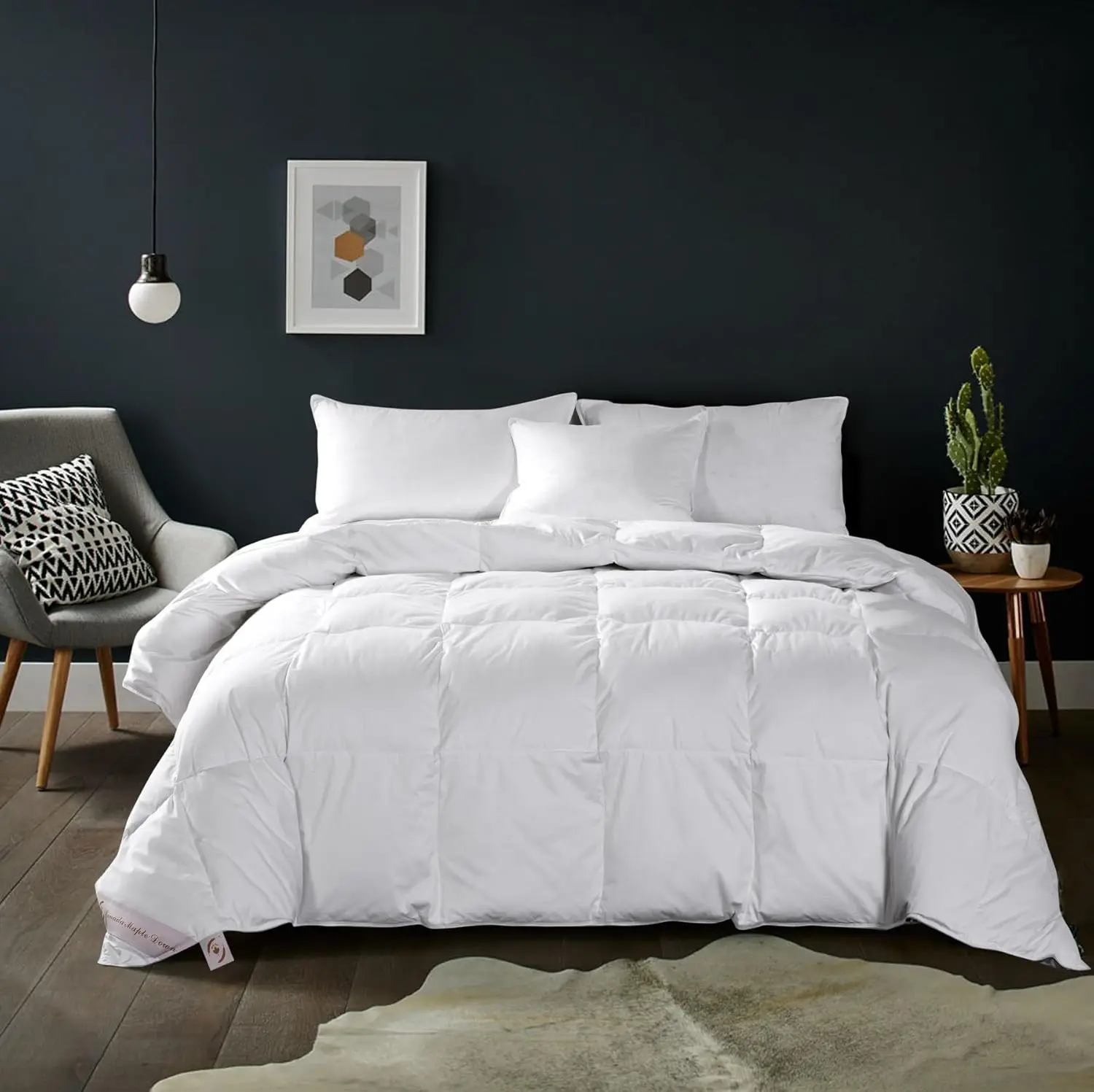 Luxury 100% Organic Cotton All Season Feathers Down Comforter 220 Fill Power Medium Warmth Duvet Insert