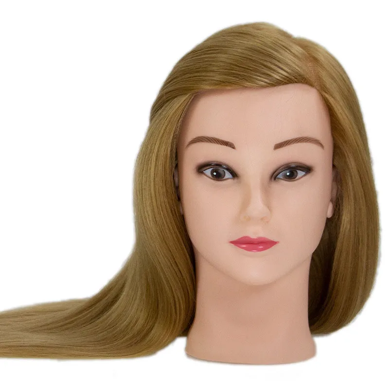 Real Hair Blonde Color Gold Blonde 27 Mannequin Head Hairdresser Training Head Manikin Cosmetology Doll Head
