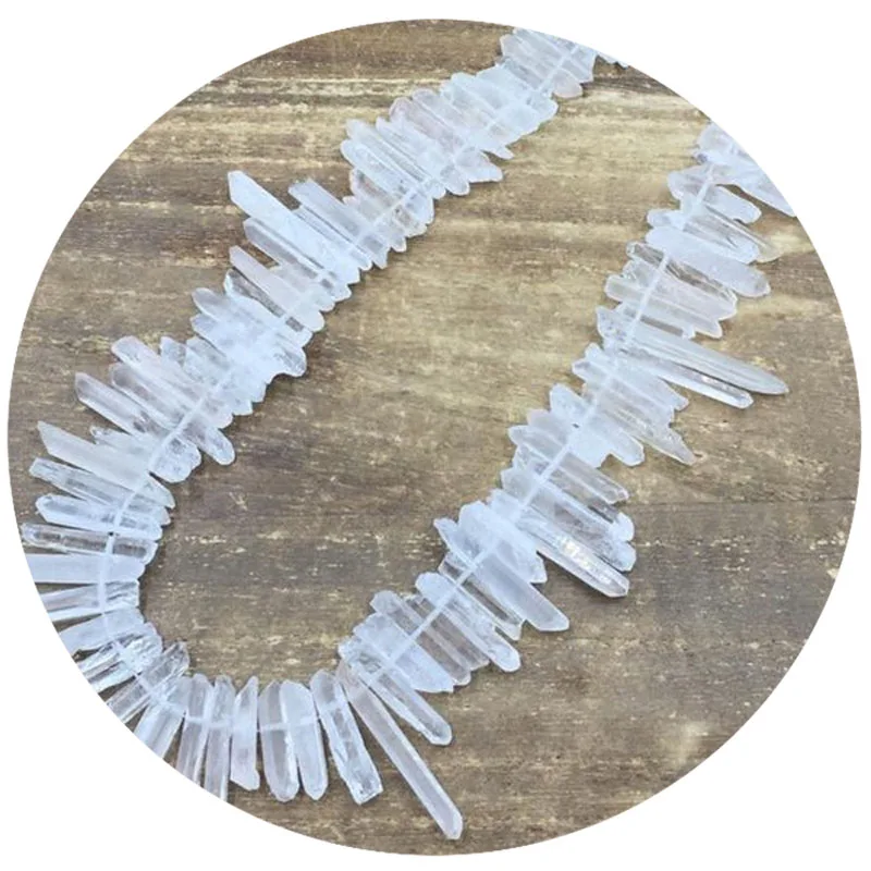 Tiny Raw Quartz Crystal Points Beads Rough Crystal Stick Spike Point Beads Small Quartz Point beads 3-6*10-30mm full strand