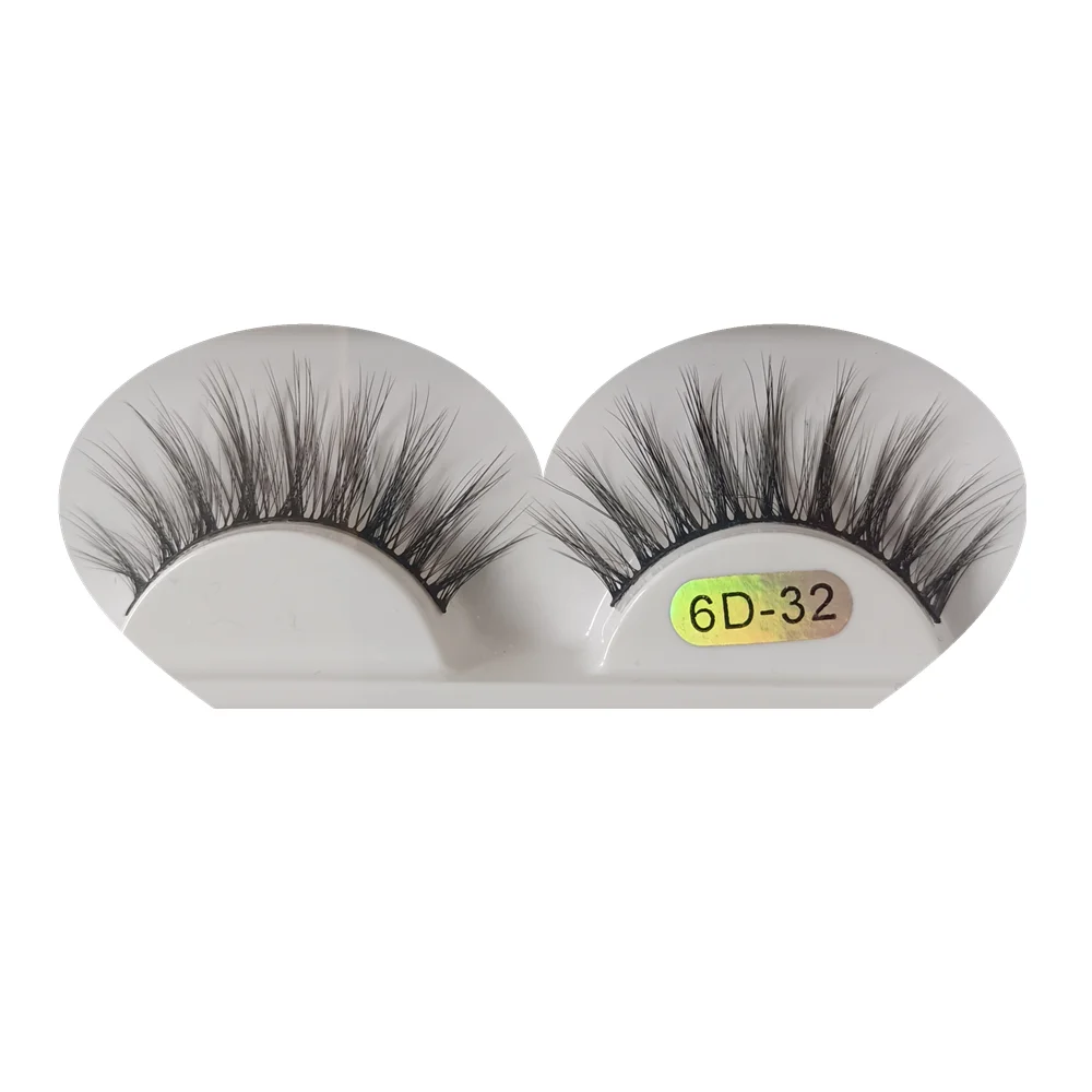 6D28 Double 3D Silk Faux Mink Eye Lashes False Custom Lashes Synthetic Customized Natural Eye Lashes Wholesale