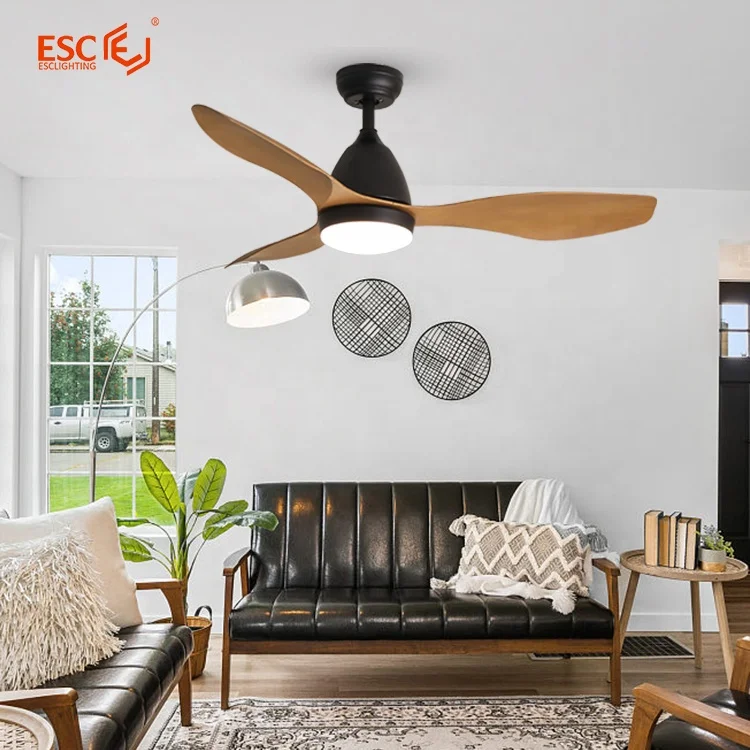 ESC decorative silent led ceiling fan light 3 cct tunnable 5 speed dc inverter smart fan ceiling for home