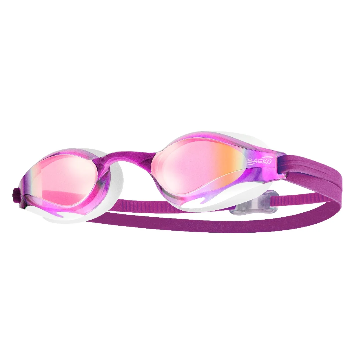 SAEKO Adult Teenager UV 400 Antifog Transparent Polycarbonate Lenses PC Frame Printed Logo Swimming Goggles