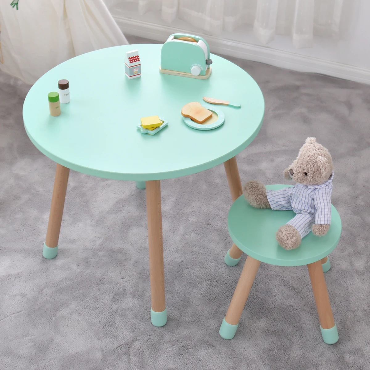 Kids Bedroom Furniture Kids Table Environmental Friendly Solid Wood Children Table and Chairs