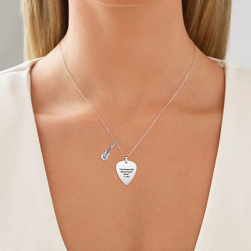 Fashion Stainless Steel Microphone Note Pendant Necklace TS Taylor Swiftie Just Be Yourself Inspired Guitar Pick Necklaces Women