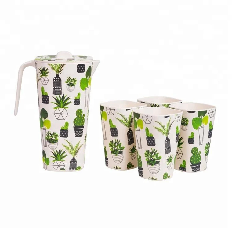 Biodgradeable Recyclable Bamboo Fiber Cold Water Kettle Jug With Lid