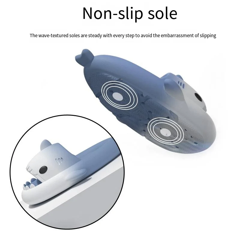 Gradient Shark Slippers Male Summer Indoor Home Bathroom Non slip Couple Shit Treading Feeling Male External Wear