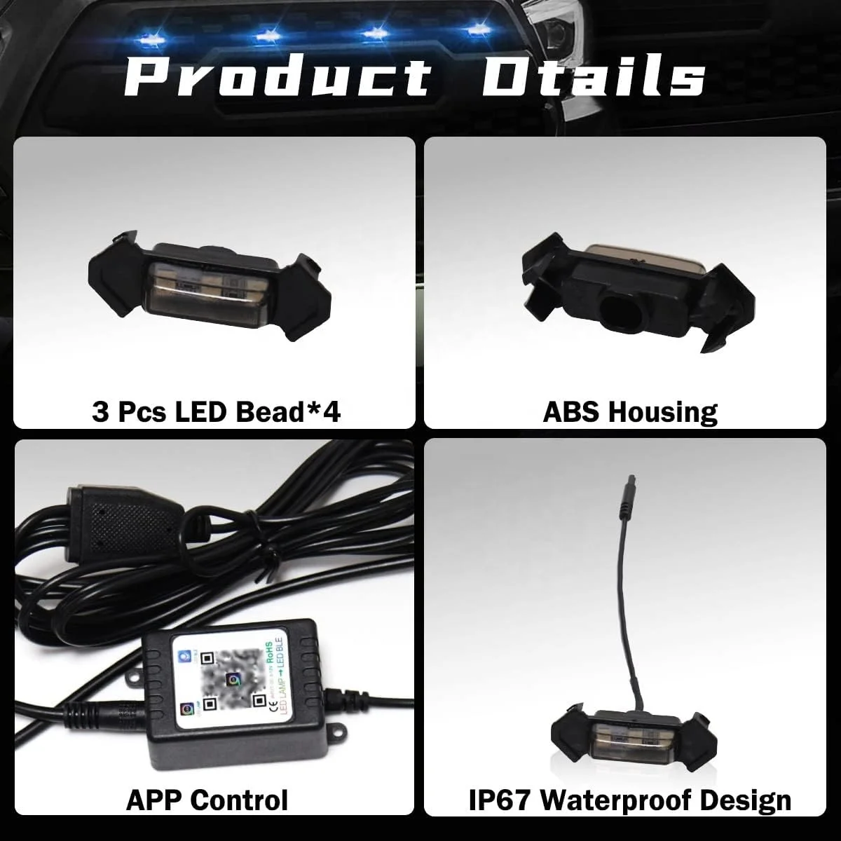 Gobison Factory Wholesale Price RGB TRD Grill Light For TOYOTA Tacoma 2016-2023 Grill Light