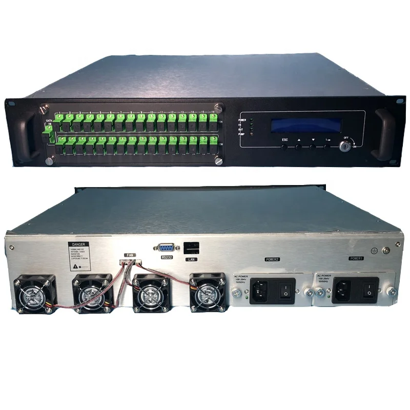 Лучшая цена, 1550 нм, оборудование для кабельного телевидения, усилитель высокой мощности, 32 порта, Wdm Edfa 23dbm OEM ODM, 3 года, 220 В, двойное или 48 В, резервное копирование SMPS