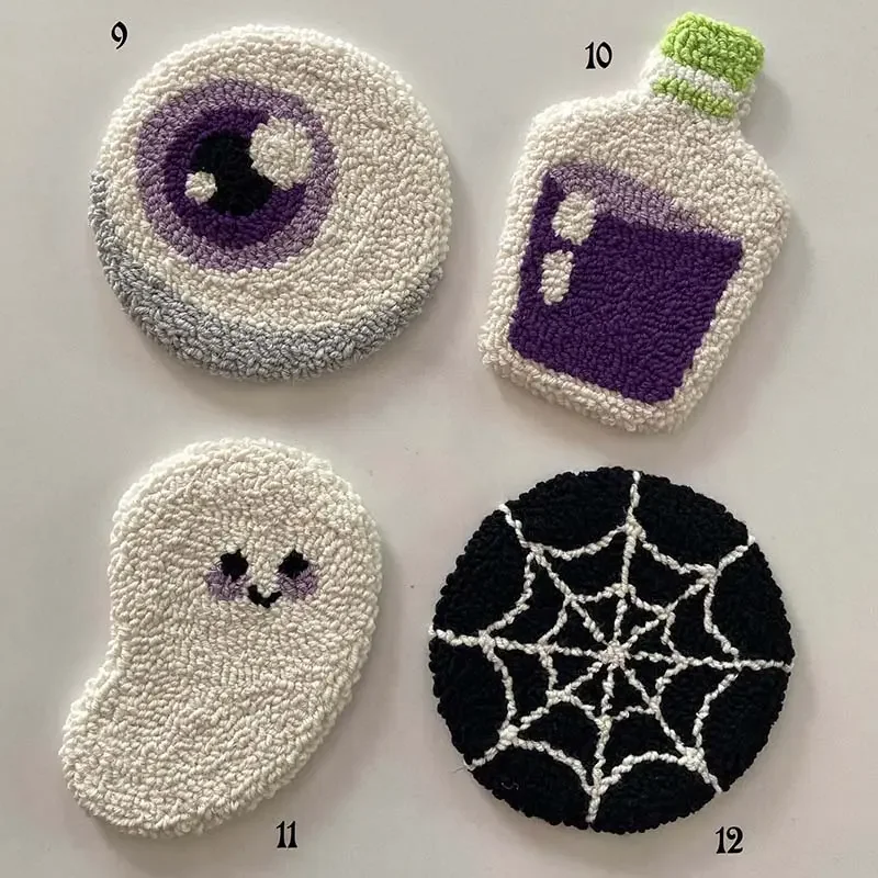 Halloween  Luxury pumpkin  Special Black  white  spider web Customized  design size  Tufted Kitchen Table  tufted luxury Coaster