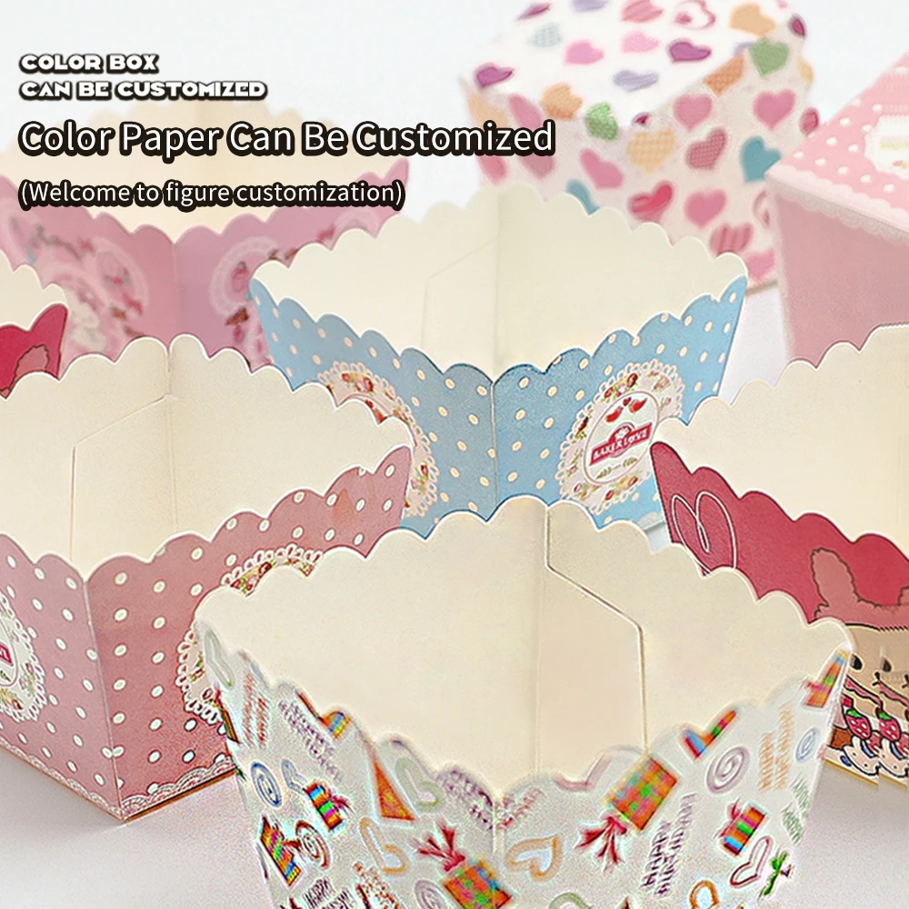 Beige Greaseproof Tulip Cupcake Cases Tray Holders Paper Baking Muffin Mold Cupcake Liners Cup square paper cake cup