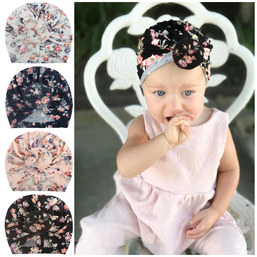 
New flower hairbands baby turban hat kids hair accessories toddler turban 