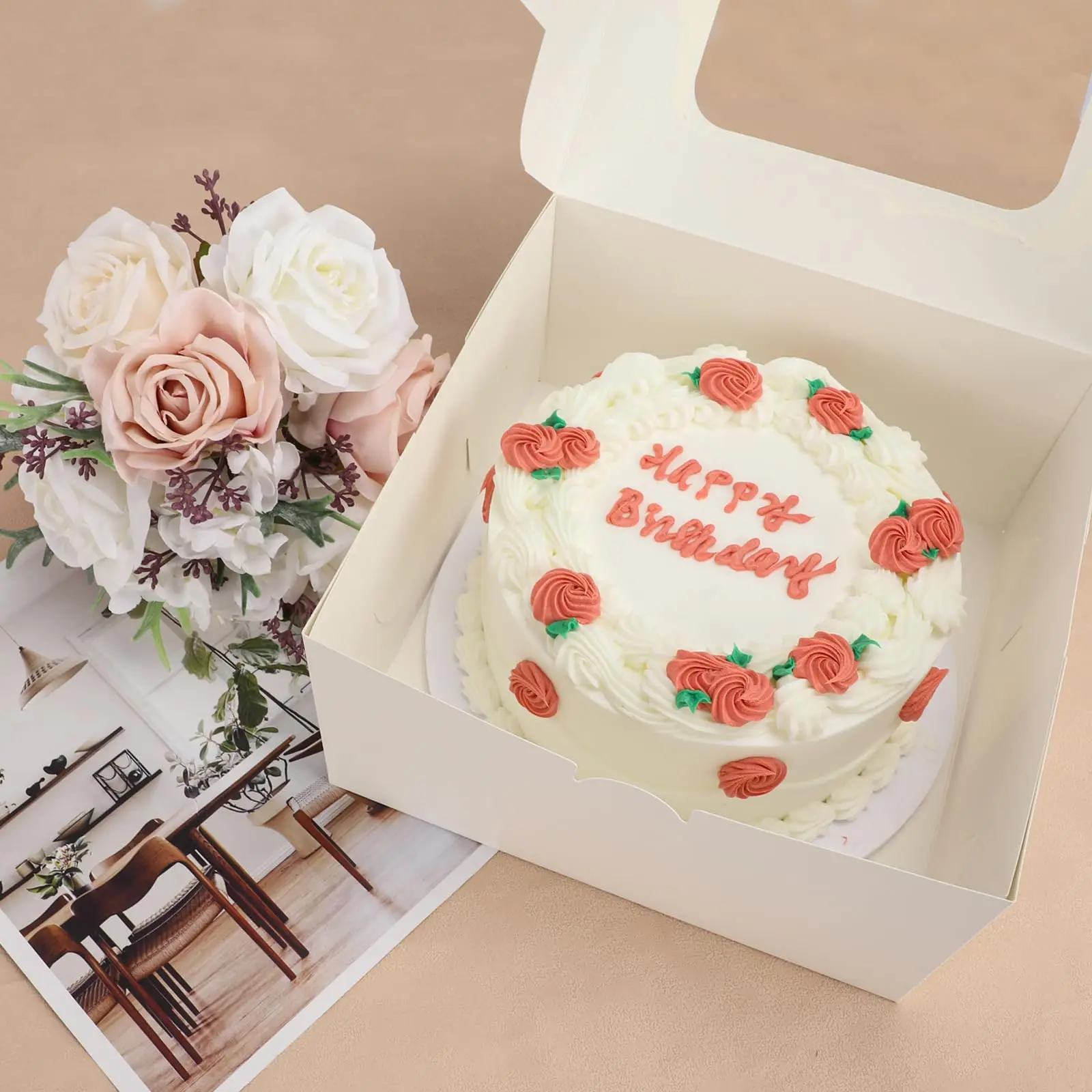 2024 New customized logo 6 8 10 12 inches food grade cardboard paper milk cake packaging box square paper cake box