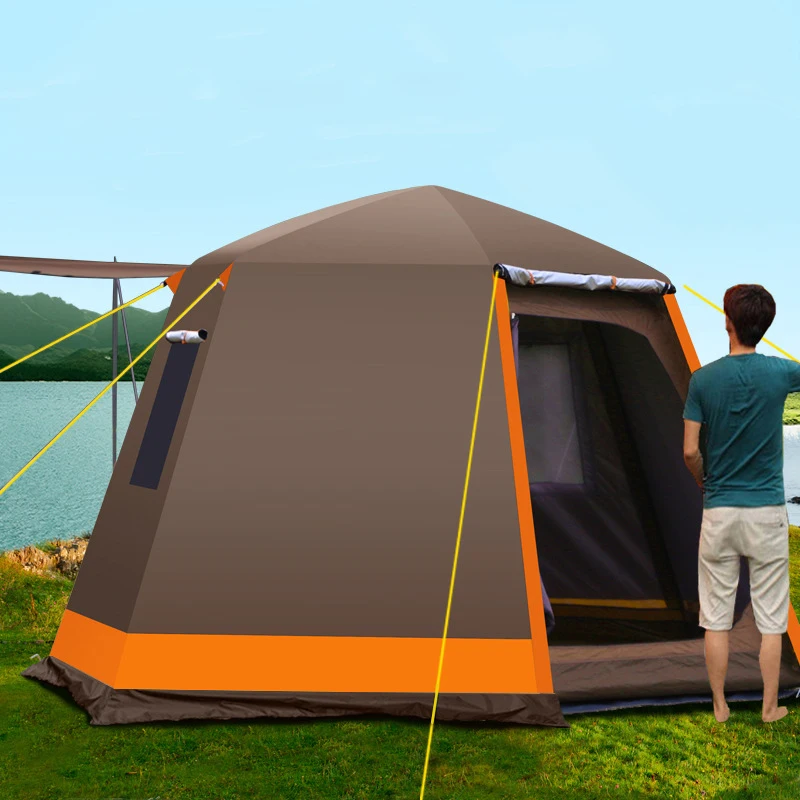New 210D Oxford cloth automatic double layer sunscreen big camping mountaineering teepee tent for adults