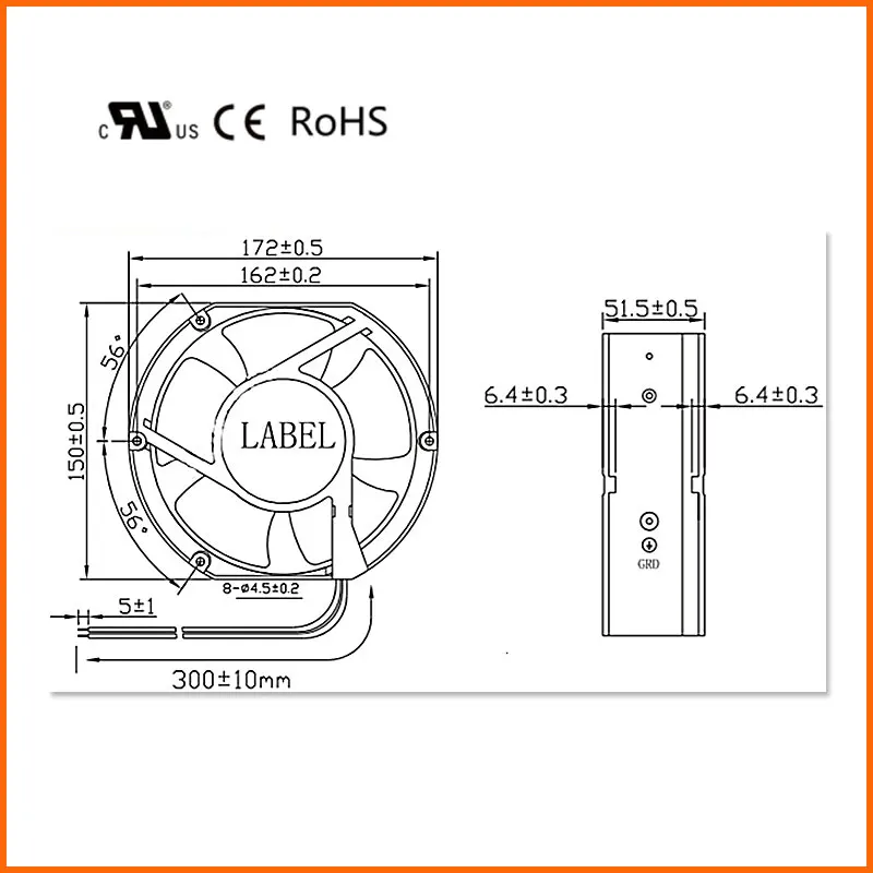 Good Quality High Speed 17225 172x150x25 DC Air Cooling Fan 12V/24V/48V Industrial