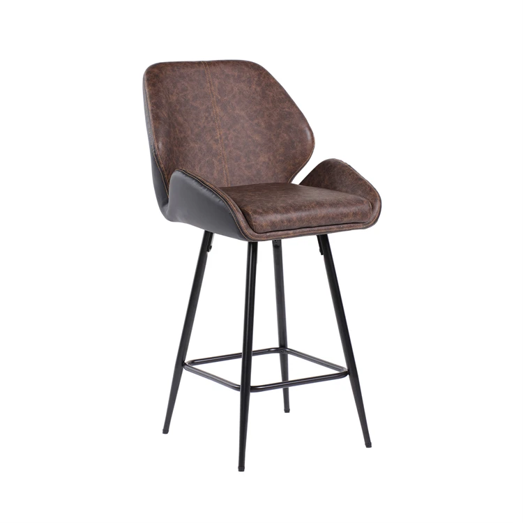 China Nordic Elegant Hotel Restaurant Breakfast High Bar Stools Chair For Kitchen Upholstered Home Bar Stool with Back