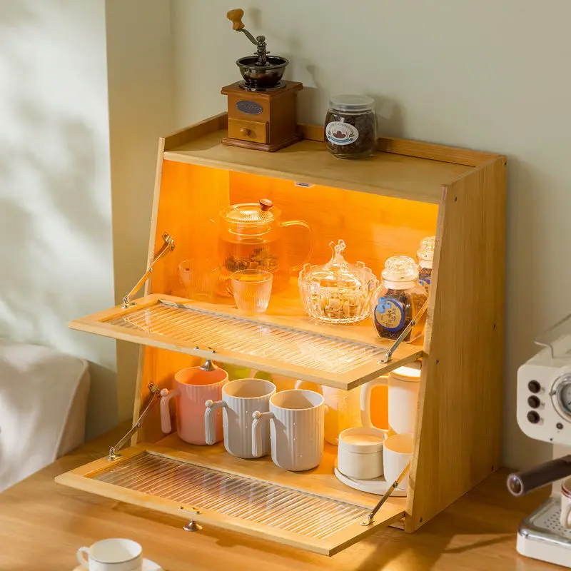 Kitchen shelf bamboo countertop seasoning knife shelf multi-layer oil salt sauce vinegar storage shelf without drilling