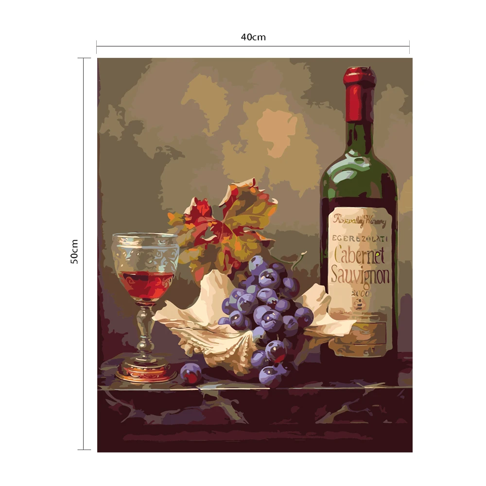 Fresh Color Wall Art Red Wine in Goblet Corkscrew Flowers Pictures Prints on Canvas for Home Modern Decoration Oil Painting