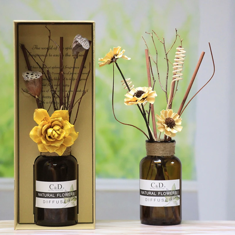 C&D 180ml  custom reed Aromatherapy Wholesale Air Freshener  glass aroma Glass Bottle luxury reed diffusers