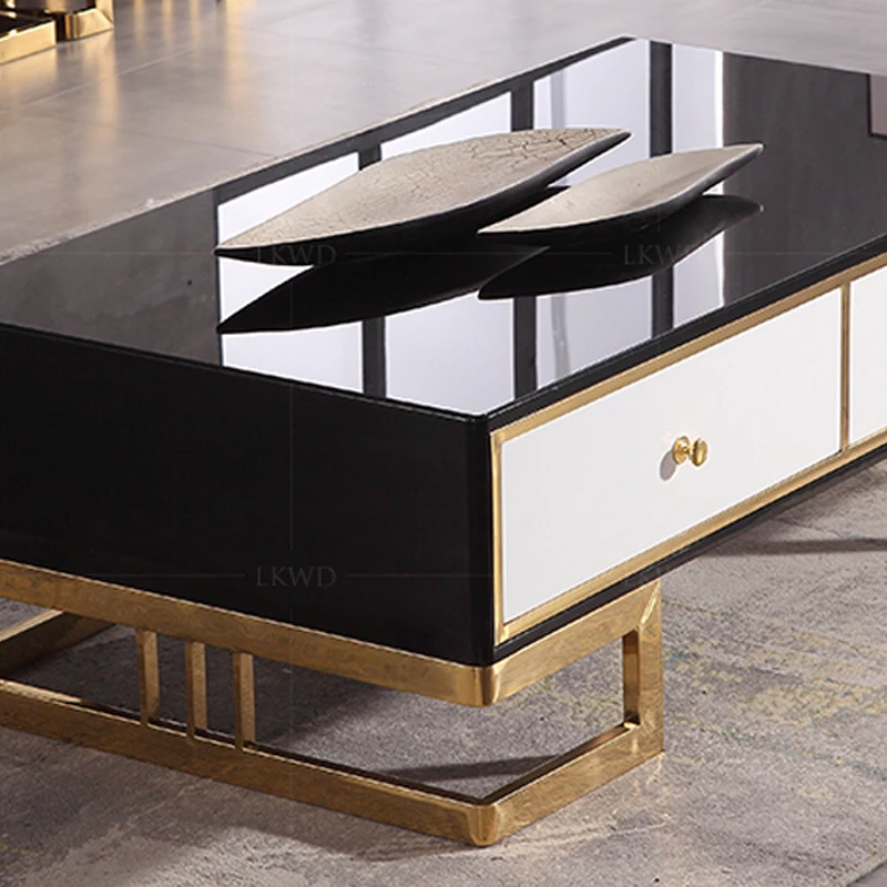 Simple living room TV cabinet combination small-family tempered glass kung fu light luxury office with drawer tea table