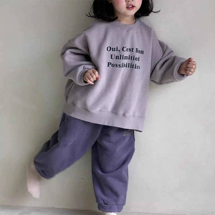 Winter Clothing Letter Print Long Sleeve Kids Sweatshirt Pullover Sweater Baby Girl Sweatshirt Hoodies