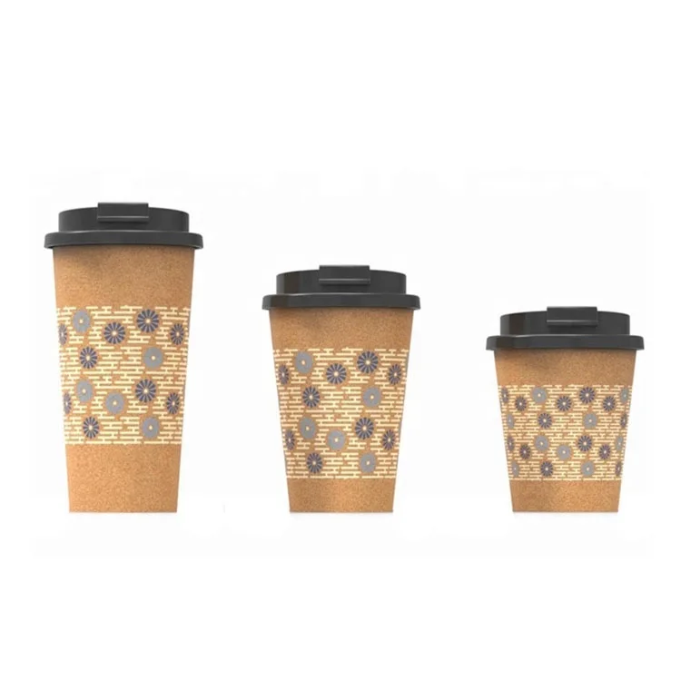 Eco Friendly Cork Cup Biodegradable Coffee Cup With Cover Customize Logo