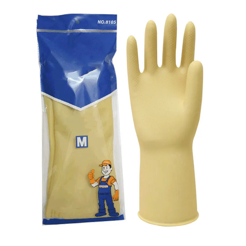 Factory wholesale latex labor protection thick waterproof dishwashing rubber dish washing gloves