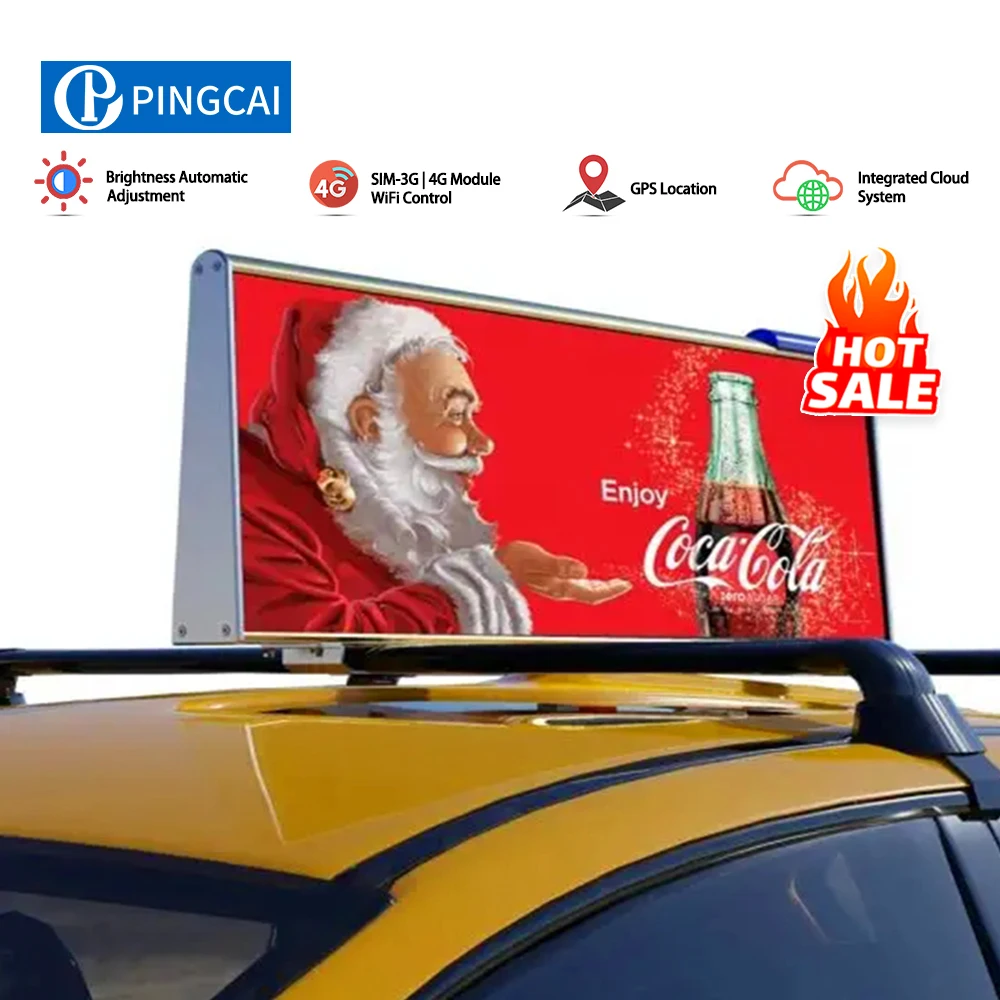 Pingcai сложная технология P2.5 P3 P4 P5 двухсторонний полноцветный 960x320 мм текстовый видео такси на крыше автомобиля светодиодный дисплей