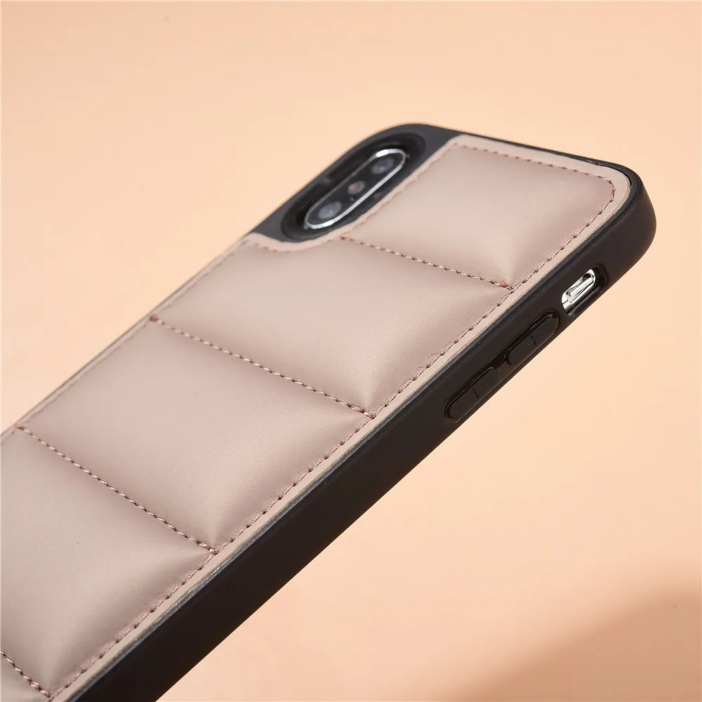 puffer cell leather UV print winter warm  factory down jacket  mold leather custom cell phone case for iphone 12 13 13 pro