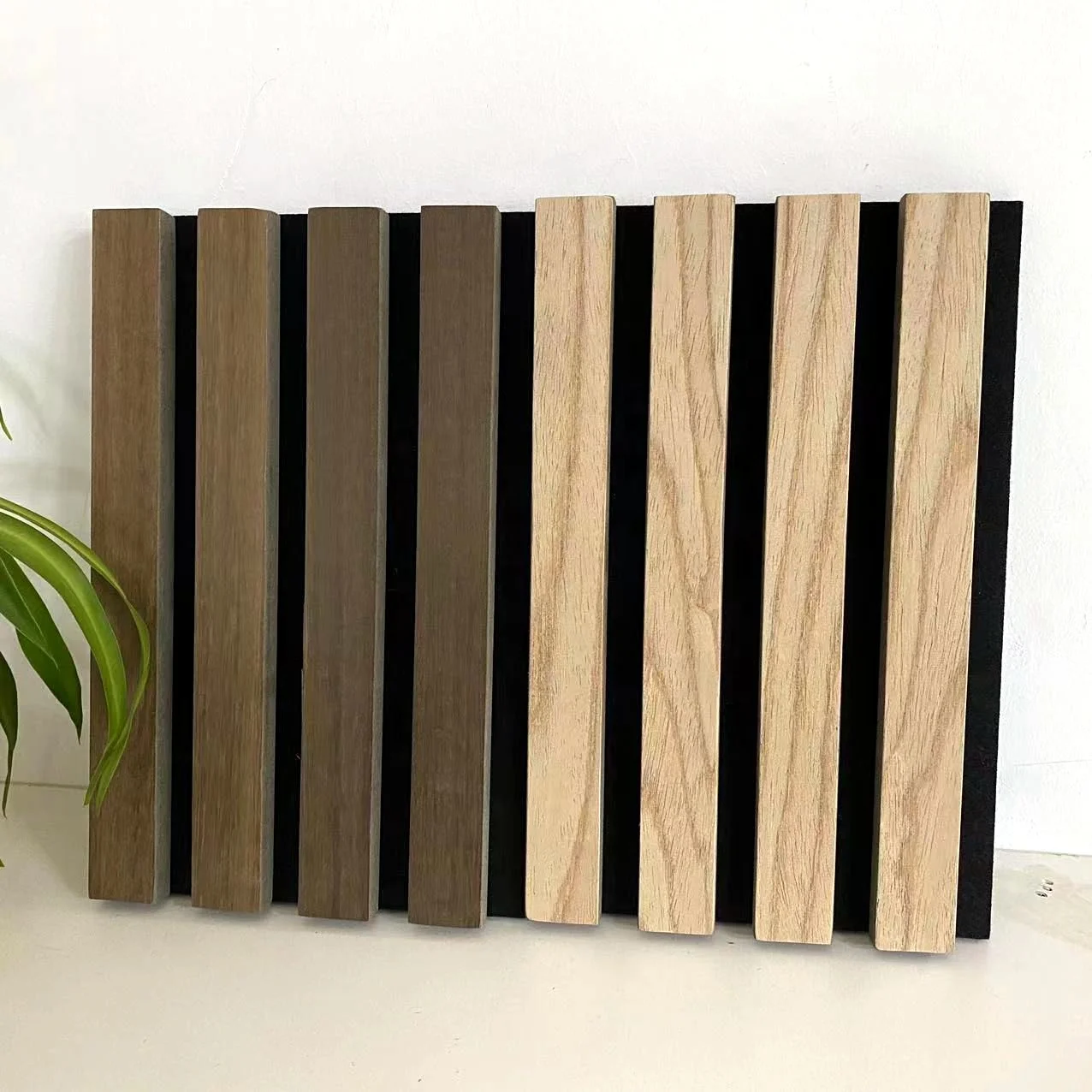 DESIGN Art Natural Oak Acoustic Slat Ceiling Board Charcoal Fluted Wooden Slats Noise Reduction Sheet Soundproofing Wood Wall
