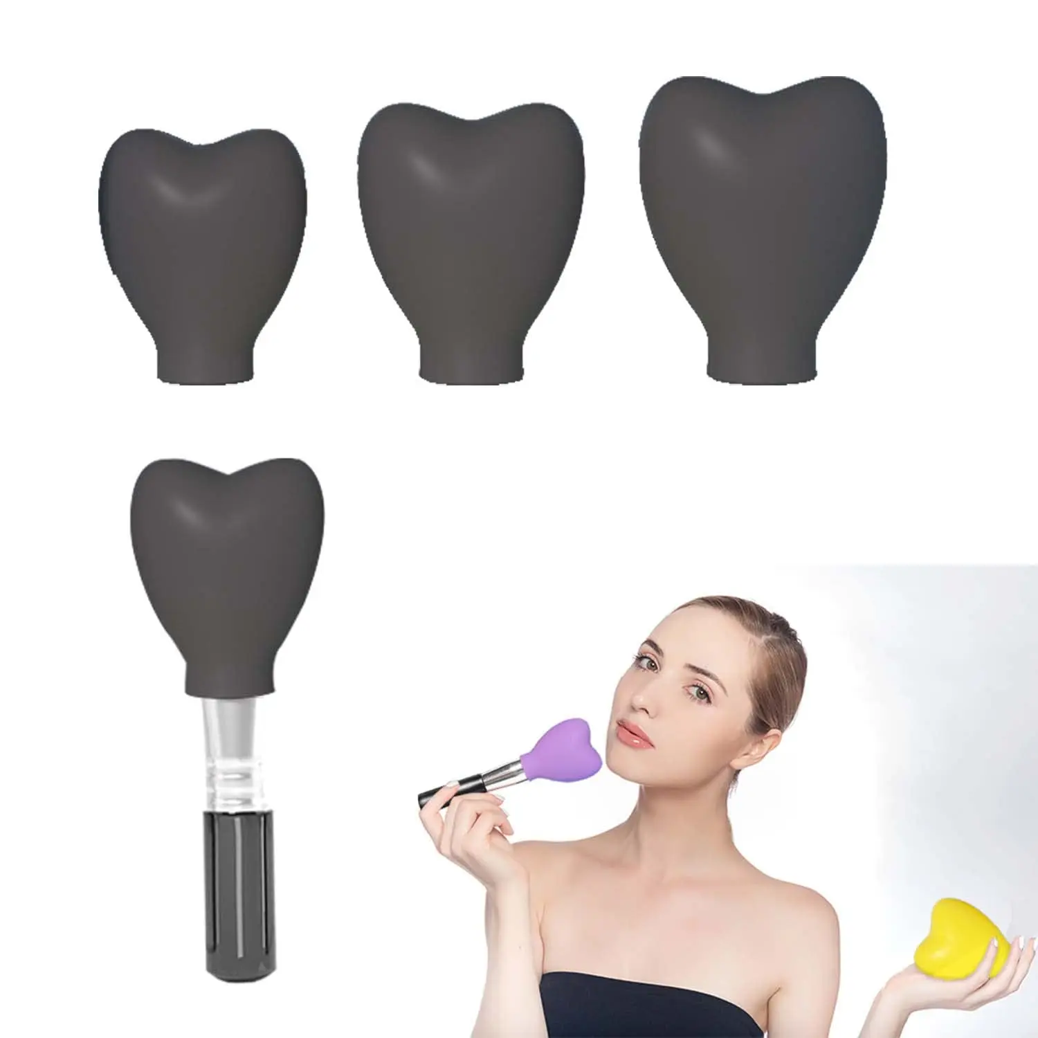 Set of 3 Silicone Cosmetic Brush Protectors silicone Makeup Brush Covers