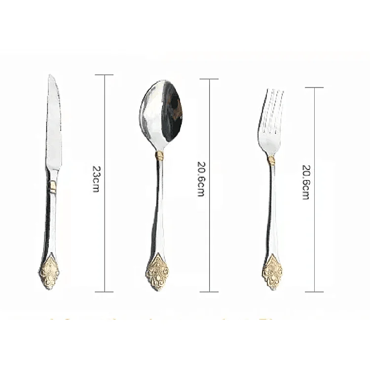 Western Style Hotel Restaurant Wedding Custom Logo Spoon Knife Fork Set Besteck Cubiertos Kitchen Dinner Metal Cutlery