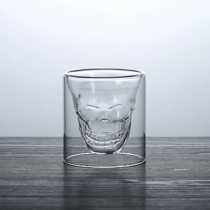 Skull shaped double wall shot glass cups Halloween gifts skull glasses