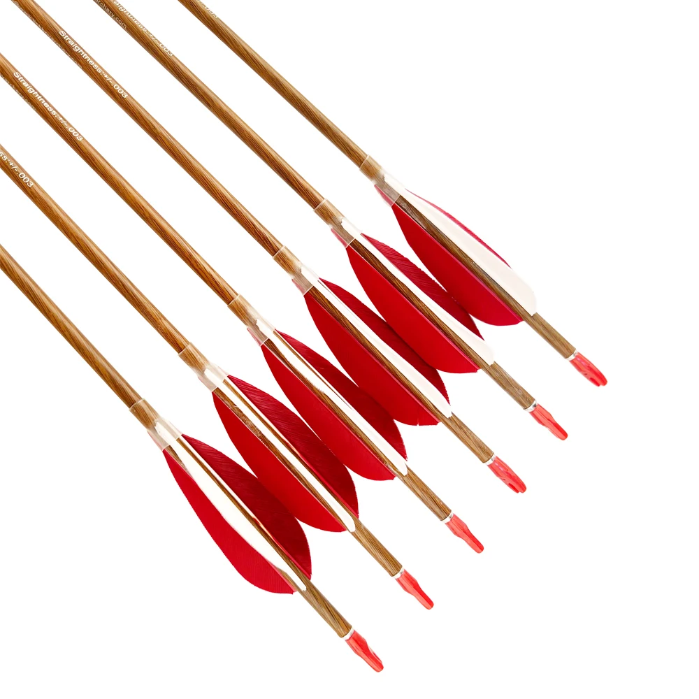 ID4.2mm/.165' Full Carbon Wood Pattern Arrows Shaft Recurve Compound Bow Arrows Hunting Steel Points Pin Nock Arrows