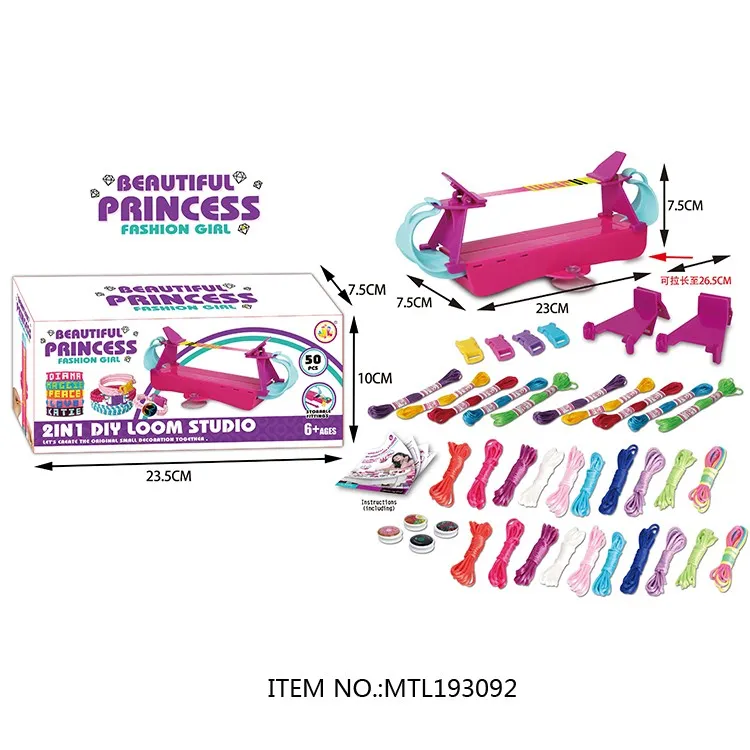 Kids Jewelry Making Kit DIY Bracelet Charms Jewelry Crafts Toys 2 IN 1 Bracelet Knitting Weaving Machine Toy