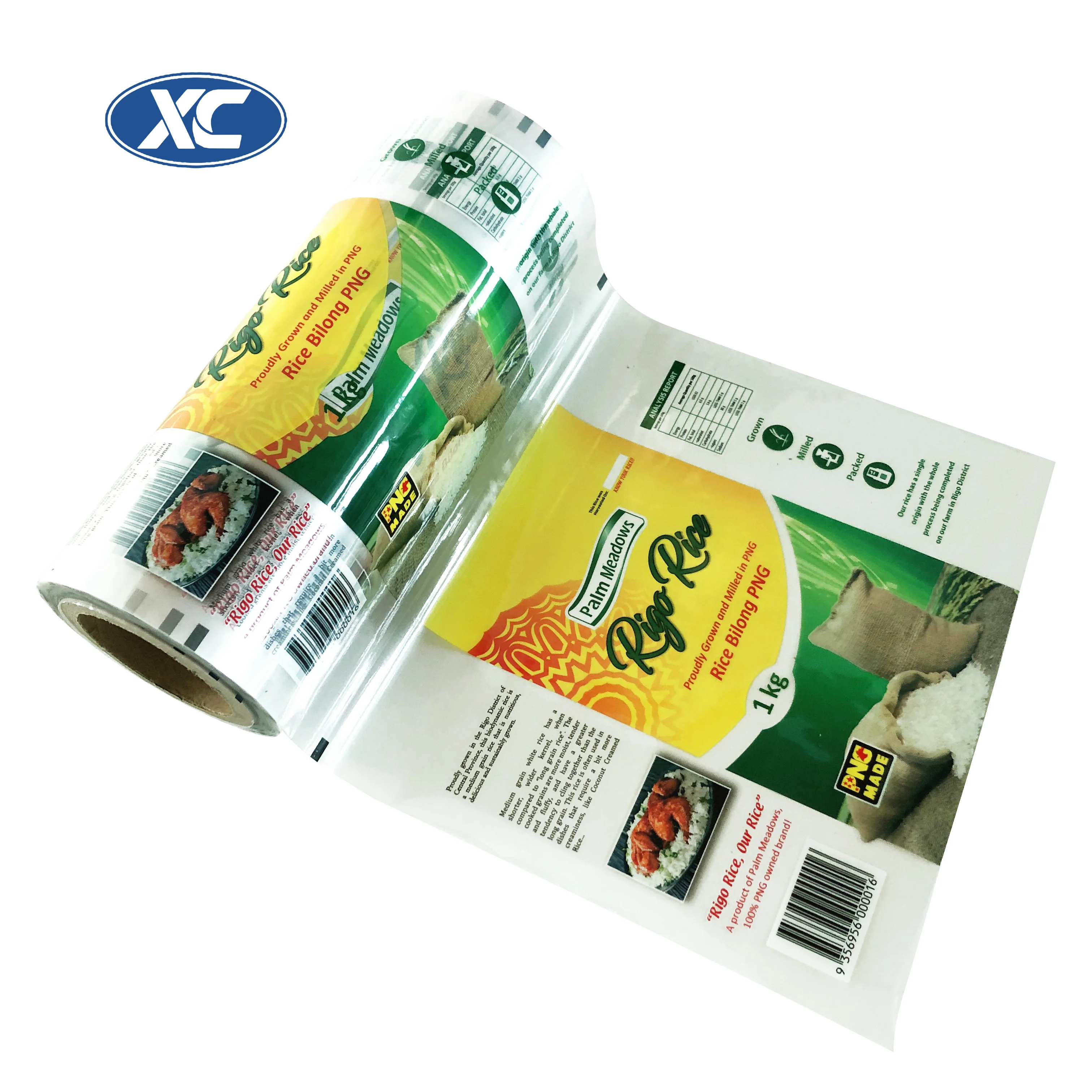 Customized Plastic Wrapping Film Gravure Printing 1kg PE Transparent Insatant Rice Packaging Bag Material Sachts Roll Film