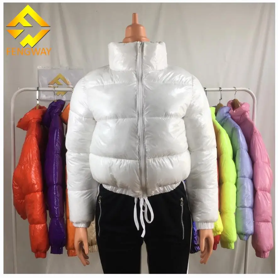 wholesale fall 2021 black jacket women clothing parka winter jacket  ladies puff jackets cute cropped puffer coats