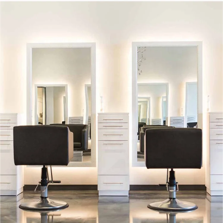 Modern hair salon dressing single sided mirror stations