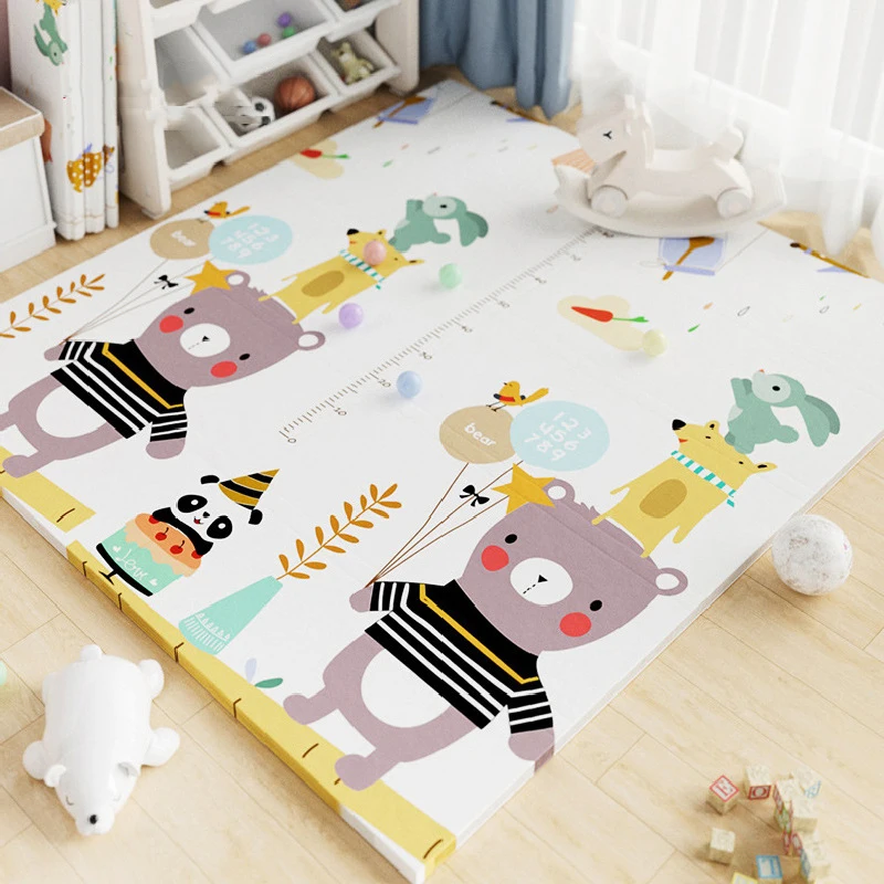 Hot Selling Non-toxic 150*180cm Foldable Double Side Printing XPE Playmat Baby Foam Crawling Mat for Baby Crawling  and Playing