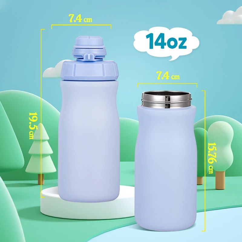 Hot Selling 14 oz Shatterproof Unbreakable 304 Stainless Steel Kids Water Bottle for Kids Easy to Use Customization with Lid