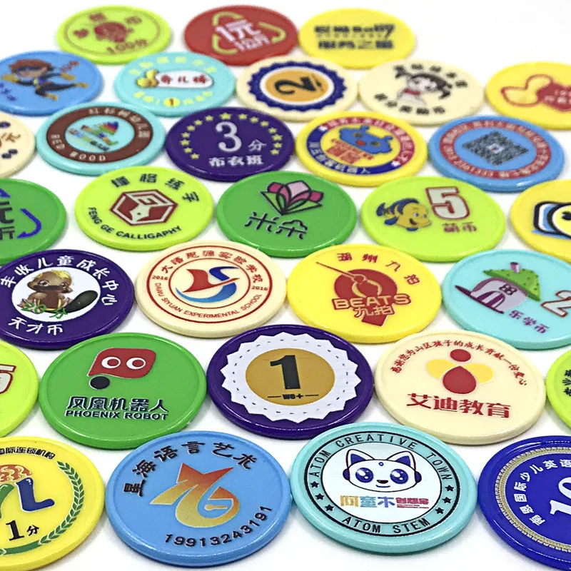 New Custom Eco-Friendly Plastic Game Token Coin Colorful Stamping Souvenir plastic game tokens