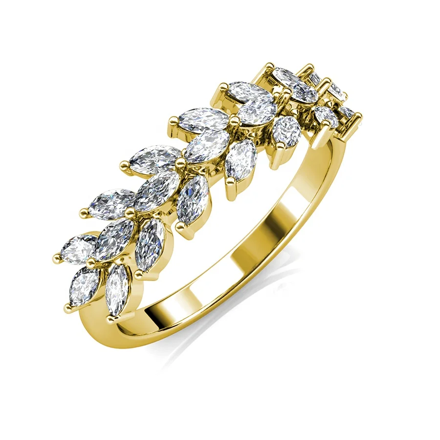  Destiny Jewelry новые роскошные брендовые ювелирные изделия 2021 CZ позолоченные кольца вечности с оливковым листом для женщин