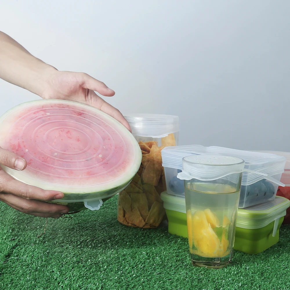 6/12/14 шт./упаковка, гибкие УНИВЕРСАЛЬНЫЕ СИЛИКОНОВЫЕ растягивающиеся крышки для пищевых контейнеров и Мисок