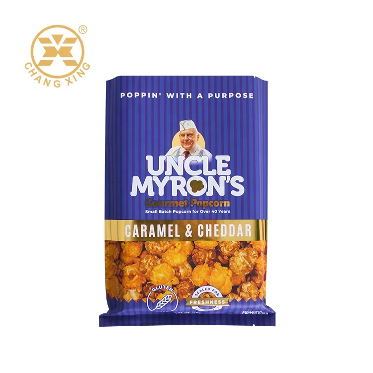 Gourmet Popcorn Packaging bag Three side sealed Food contact plastic food Gourmet packaging bag